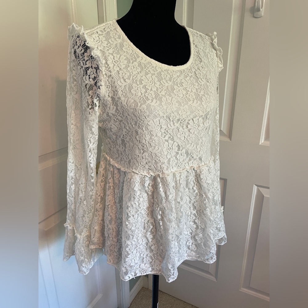 American Rag Cream Lace Babydoll Top - Extra Large